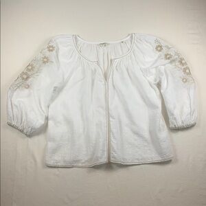 Max Studio London Woman’s Blouse Top NWOT Cotton Rayon Small VNeck Embroidery